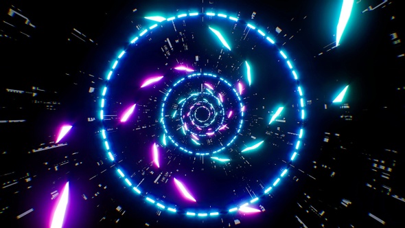 Sci Fi Space Neon Swirl Particles Background Loop 4K