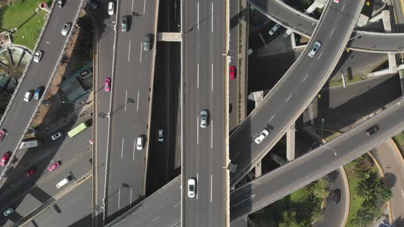 Aerial Top Down View of the Traffic in Mexico City