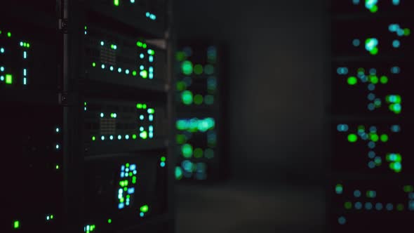 Clean Industrial Interior of a Data Server Room with Servers alt