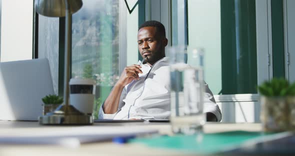 Young man using computer at the office