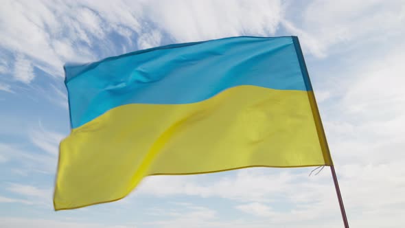 Ukrainian Flag Waving in the Wind