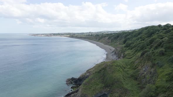 Lush Coastal Mountains And Irish Sea With A View Of Greystones South Beach And Town In Wicklow, Irel