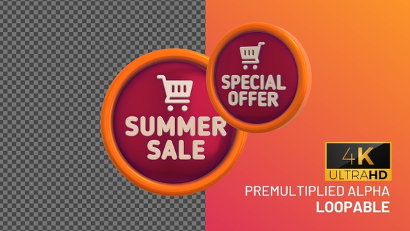 Summer Sale Special Offer Bage Looping with Alpha Channel