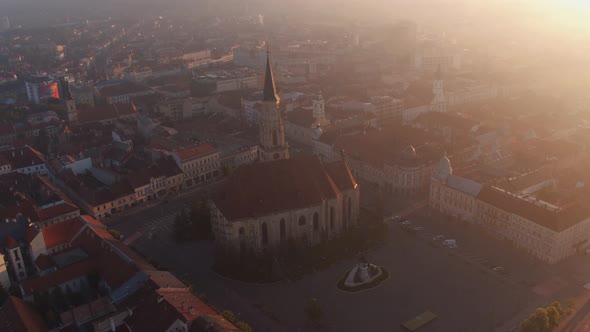 Aerial view of Union Square in Cluj-Napoca