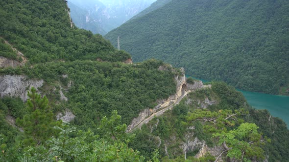 Bridge in the Canyon Over Lake Piva