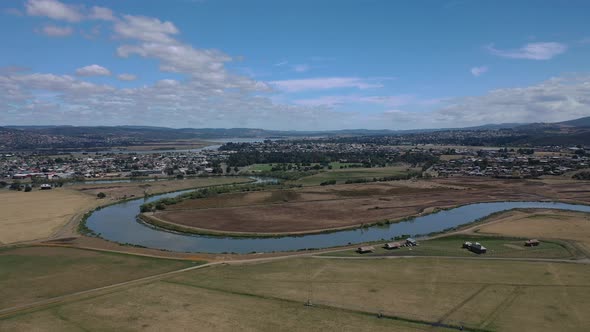 North Esk River, Launceston, Tasmania, Australia Aerial Drone 4K