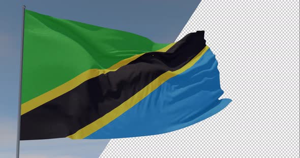 flag Tanzania patriotism national freedom, seamless loop, alpha channel