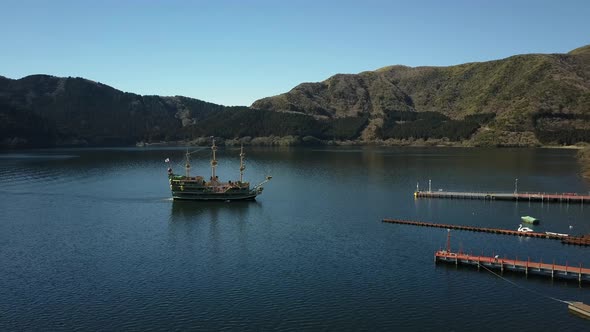 Tour Boat Docking at Hakone in Lake Ashi, Japan