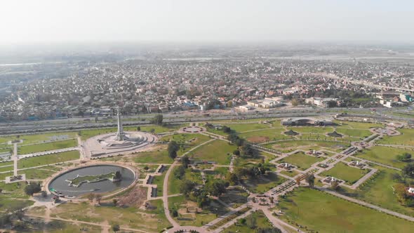 Lahore City Minar-e-Pakistan Drone View