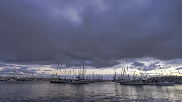 Storm approachs Harbour of Alicante Timelapse