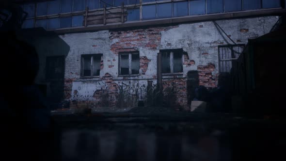 Frightening Abandoned Factory at Night alt