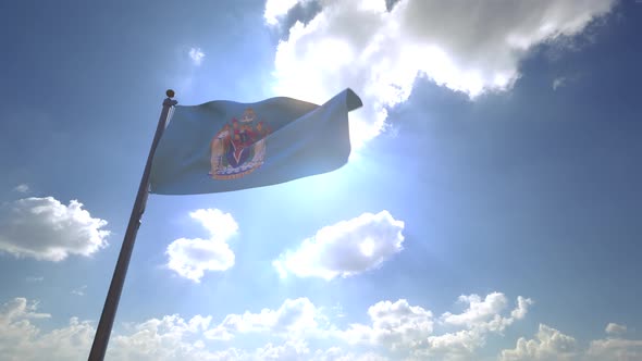 Victoria City Flag (British Columbia) on a Flagpole V4 - 4K