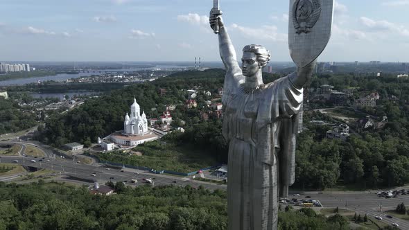 Kyiv, Ukraine: Aerial View of the Motherland Monument.