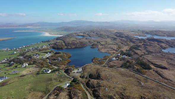 Flying Towards Portnoo Lake in County Donegal Ireland