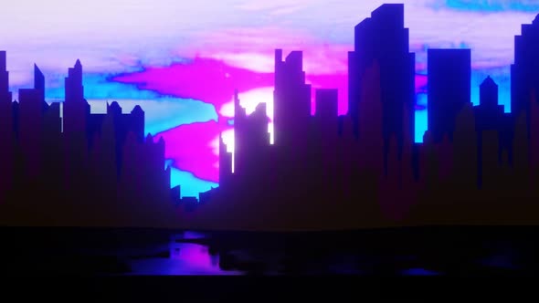 City  Purple Sky Background Loop  Background