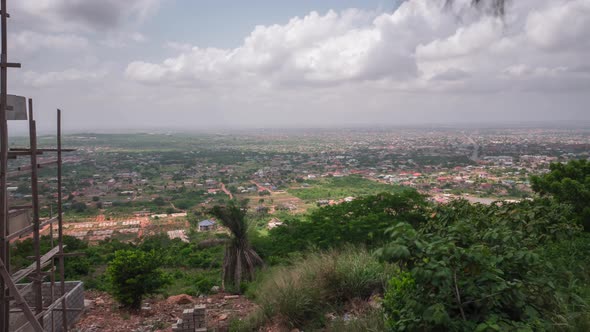 View from hill over looking homes in Accra, Ghana. This video was filmed in 4k for best image qualit