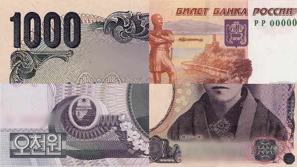 National currencies of different countries. Banknotes background.