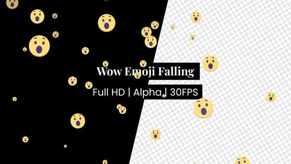 Wow Face React Emoji Falling with Alpha