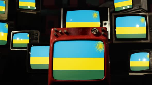 Flag of Rwanda and Retro TVs.