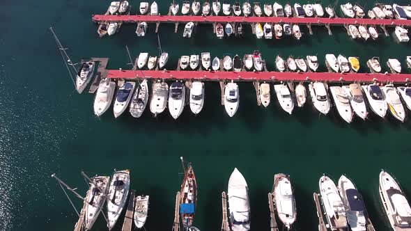 Flying Above Boats And Yachts Port