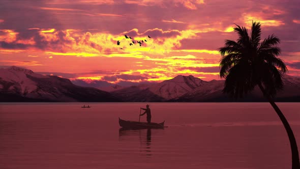 Boating and sea sunset background