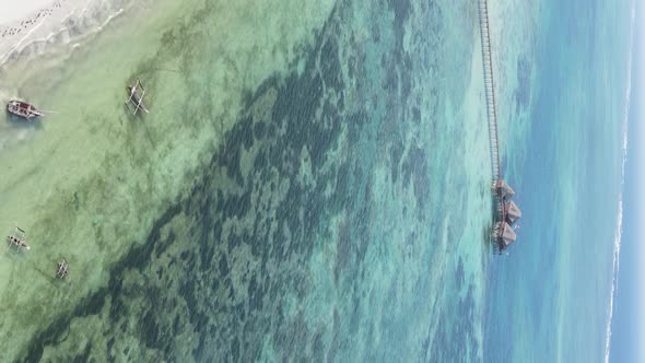 Vertical Video of the Coast of Zanzibar Island Tanzania Slow Motion