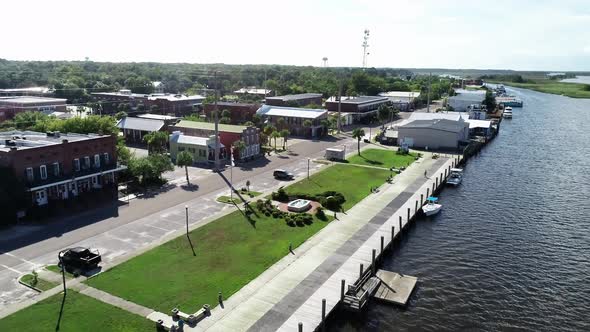 A View of the Apalachicola City Dock from the Apalachicola River in Apalachicola, Florida.