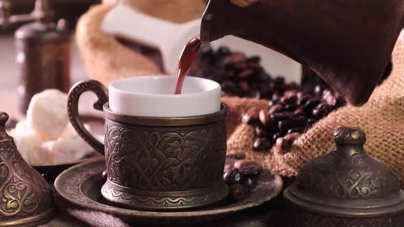 Traditional Turkish Coffee with Turkish Delight