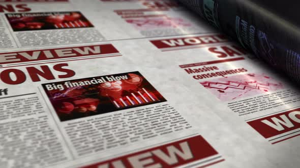 Sanctions, economy blockade, politics and embargo news newspaper printing press alt