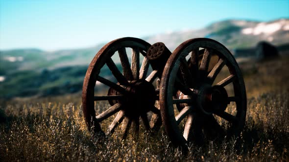 Historic War Gun on the Hill at Sunset