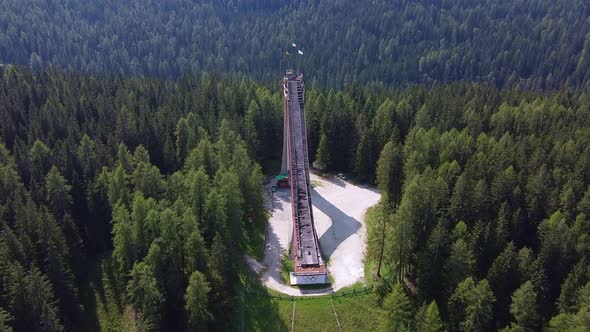 Aerial View of Trampoline Olympic Italia, Ski Jumping Slide Built for Winter Olympics in 1956