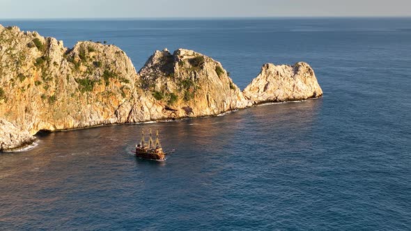 Alanya Castle Alanya Kalesi Aerial View 4K