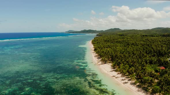 Siargao Island and Ocean, Aerial View