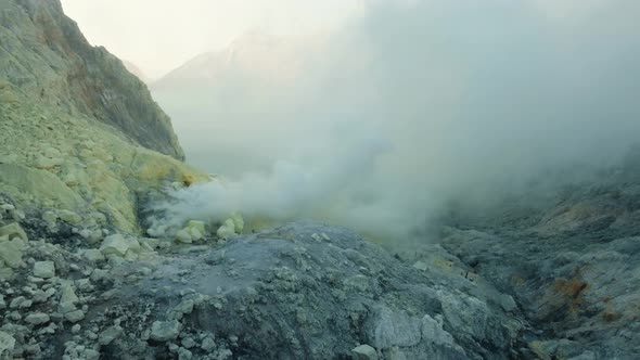 Volcanic Crater, Where Sulfur Is Mined.