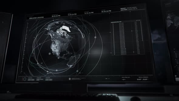 Global Surveillance Tech Tracks Military Naval Base On Digital Earth Map