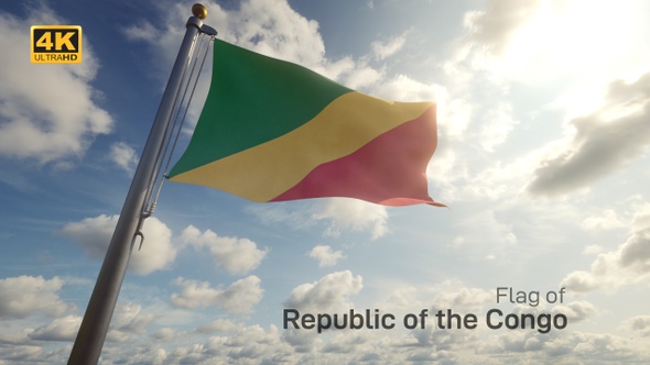 Republic of the Congo Flag on a Flagpole - 4K