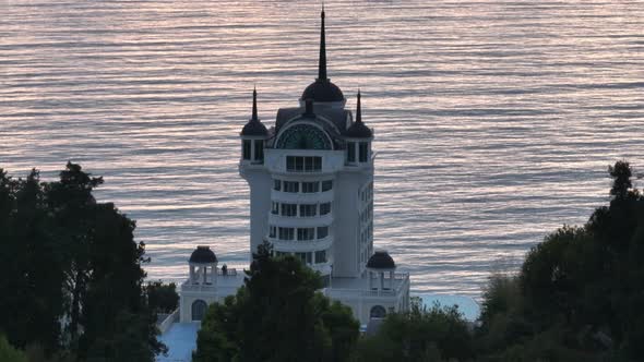 Tsikhisdziri, Georgia - May 8 2022: Aerial view of Castello Mare Hotel