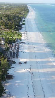 Vertical Video Boats in the Ocean Near the Coast of Zanzibar Tanzania