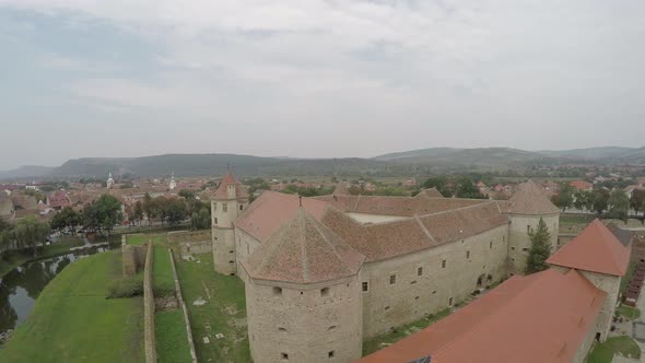 The old Fagaras Fortress aerial view