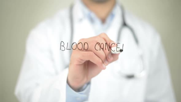 Blood Cancer, Doctor Writing on Transparent Screen