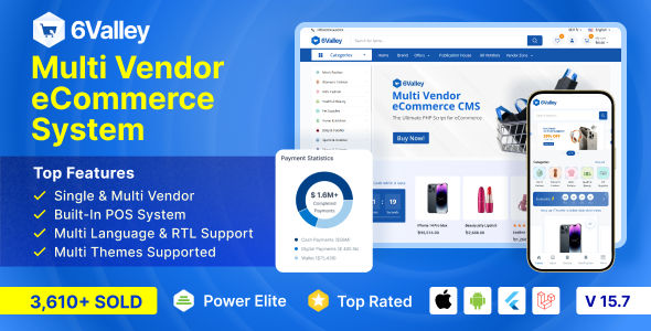 6Valley Multi-Vendor eCommerce CMS - Complete eCommerce Mobile App, Website, Seller and Admin Panel