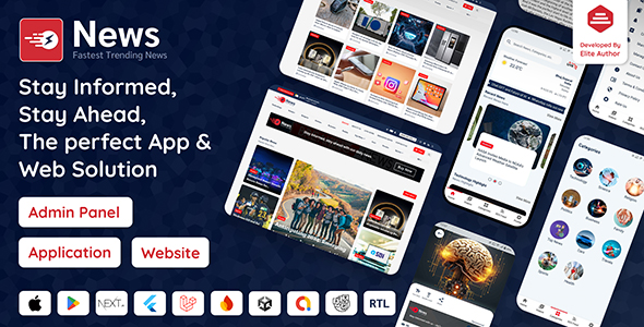 News App and Web – Flutter News App for Android and iOS App | Laravel Admin Panel + News Website