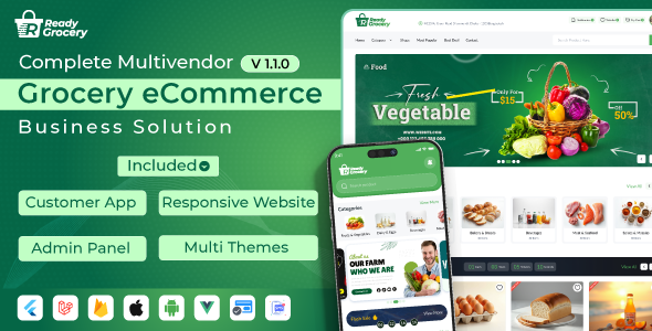 ReadyGroceryâ€“ Multivendor Grocery & eCommerce Mobile App with Website & Laravel Admin PanelPrice : 