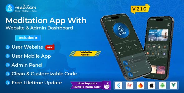 Maditam: Best Meditation App with web admin | Daily Meditations App | Music app with web admin