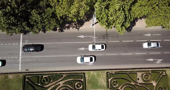 Top Down Street View of Freeway Busy City Rush Hour Heavy Traffic Jam Highway.