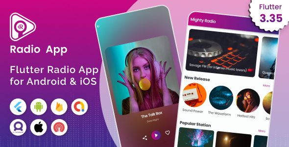 Mighty Radio - Flutter radio streaming app with php backend