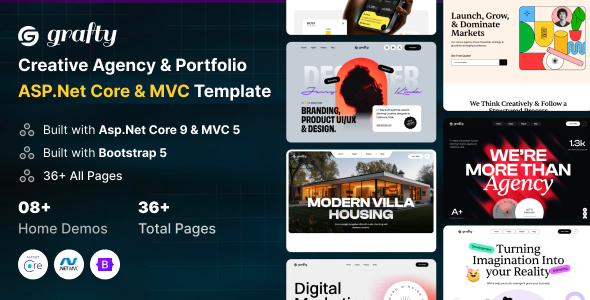 Grafty - Creative Agency & Portfolio ASP.Net Core 9 & MVC 5 Template