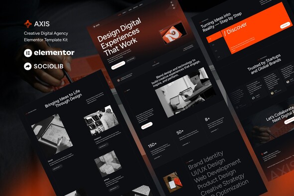 Axis - Creative Digital Agency & Portfolio Elementor Template Kit
