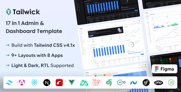 Tailwick - Tailwind, React, Next.js, Angular, Vue Nuxt, Laravel, Rails Admin Dashboard HTML Template