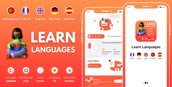 Learn Languages - English Spanish French German with AdMob Facebook Ads Android